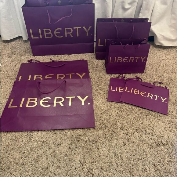 Liberty of London Shopping Bag - Purple‎ & Gold set of seven - Picture 4 of 12